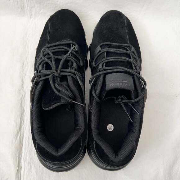 Fashion sneakers triple black faux suede Mercedes logo 46 lace up lightweight - Picture 5 of 9